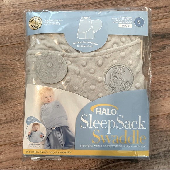 Halo Sleepsack Swaddle Plush Dots Gray Small - Picture 6 of 7
